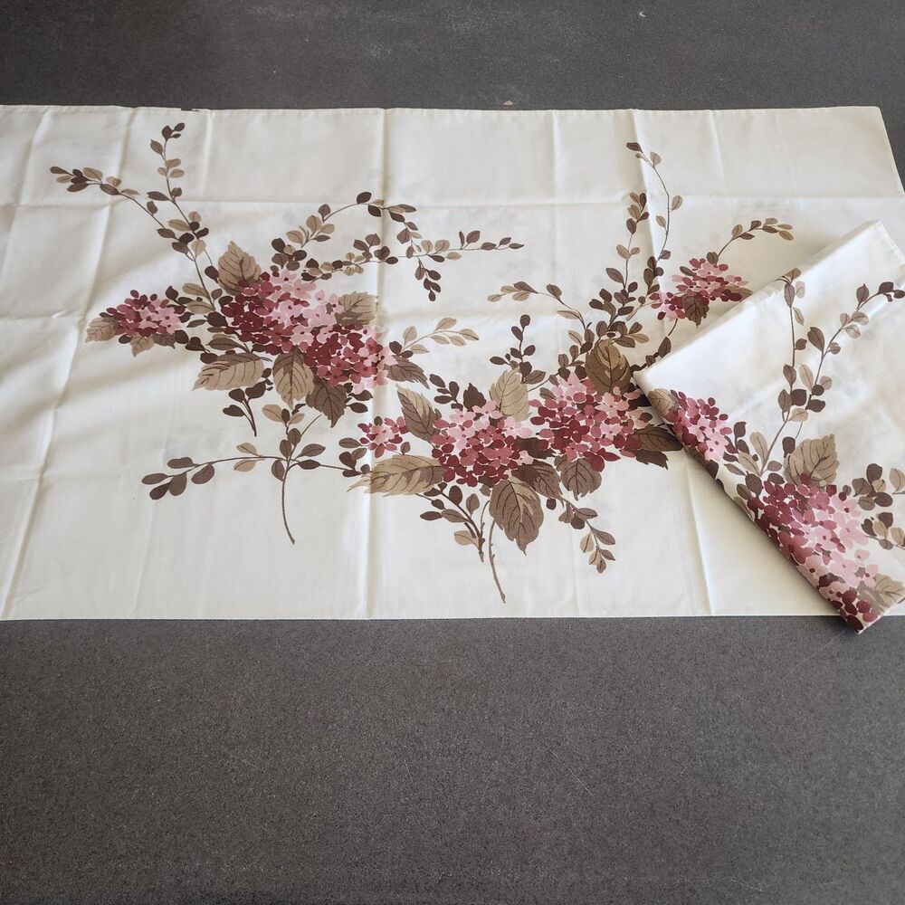 Vintage Springmaid King Pillowcases Set of 2 Pink Mauve Hydrangea Floral Percale
